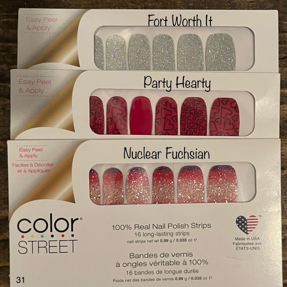NWT 3 Retired Color Street Nail Polish Strips!